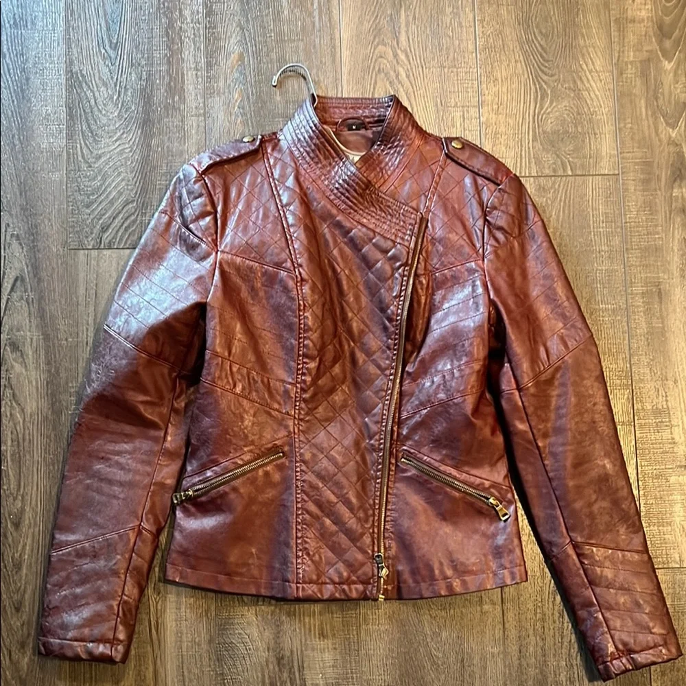 GUESS Women's Mahogany Leather Jacket - Picture 5 of 14